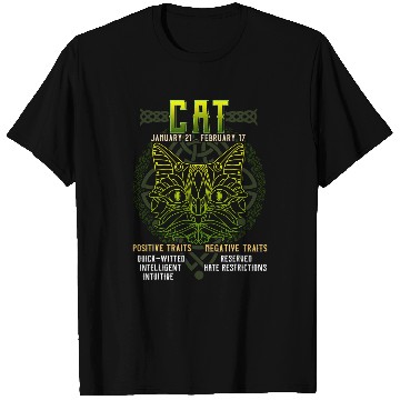 Discover Celtic Zodiac Sign Cat Druid Celtic Tree Astrology T-Shirts