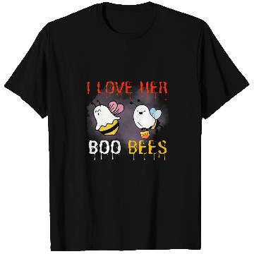 Discover I Love Her Boo Bees Funny Couples Halloween T-Shirts