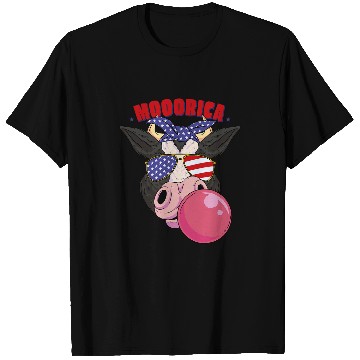 Discover Cow Lover American Flag Cow Chewing Gum USA Flag Stars Stripes T-Shirts