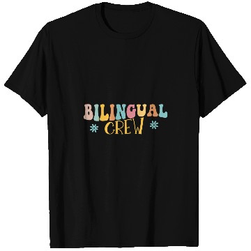 Discover Bilingual Crew Spanish Teachers Dual Language Preppy T-Shirts