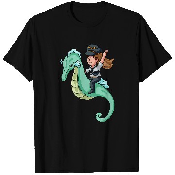 Discover Seahorse Pilot Riding Fantasy Flight Crew Pilot Aviation T-Shirts