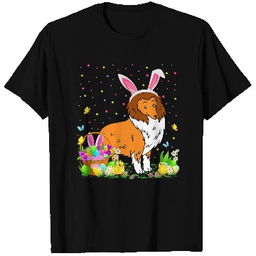 Discover Easter Collie Dog Bunny Egg Hunting Collie Easter Sunday T-Shirts