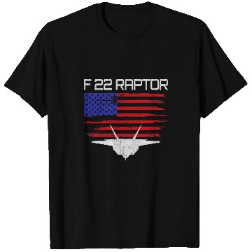 Discover F22 Raptor American Flag Pilot T-Shirts