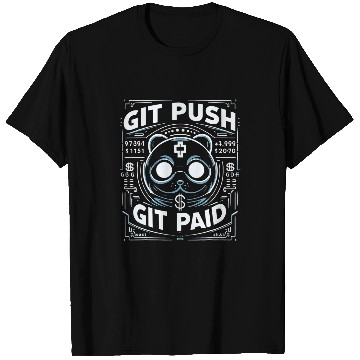 Discover Git Push Git Paid Panda Funny Graphic Tees T-Shirts