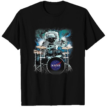 Discover Drums Drummer NASA Space Drum Playing Astronaut Drums T-Shirts
