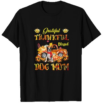 Discover Boston Terrier Pet Pumpkin Thankful Grateful Blessed T-Shirts