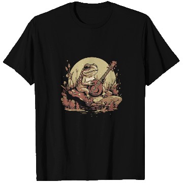Discover Funny Banjo Cottagecore Toad Playing Banjo By Pond T-Shirts