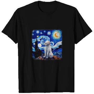 Discover Dog in starry night van gogh Maltese T-Shirts