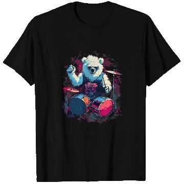 Discover Funny Drummer Rocker Drumming Polar Bear Drummer T-Shirts