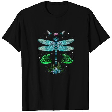 Discover Gothic Dragonfly and Frogs on the Pond with Crystals Toad T-Shirts