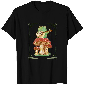 Discover Funny Banjo Frog Cottagecore Aesthetic Grunge clothes Frog Playing T-Shirts