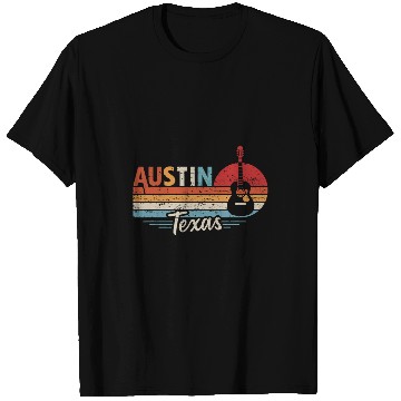 Discover Funny Guitar Retro Austin Texas Guitar Music T-Shirts