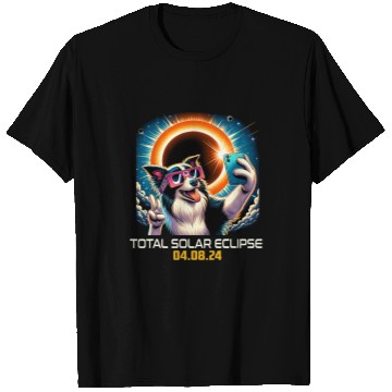 Discover Border Collie Pet Selfie Solar Eclipse T-Shirts