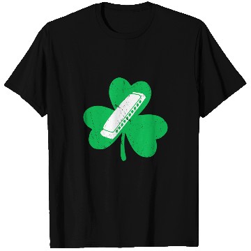 Discover Funny Harmonica Music Lover Irish Shamrock Harmonica St. Patricks Day T-Shirts