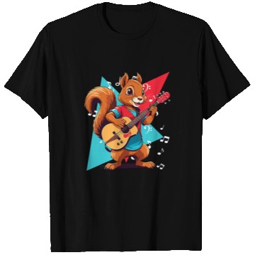 Discover Funny Guitar Squirrel Rock Guitar 2Rock 2Roll Music Squirrel Lover T-Shirts