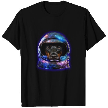 Discover Doberman Pet in Space Galaxy Astronaut Helmet T-Shirts