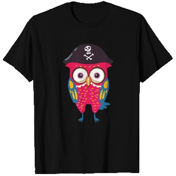 Discover Colorful Cute Owl Funny Pirate hat T-Shirts