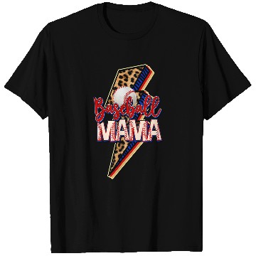 Discover Sport Baseball Retro Baseball MAMA Cheetah leopard baseball lightning bolt T-Shirts