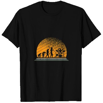 Discover Funny Drummer legend Evolution full moon Drumsticks T-Shirts