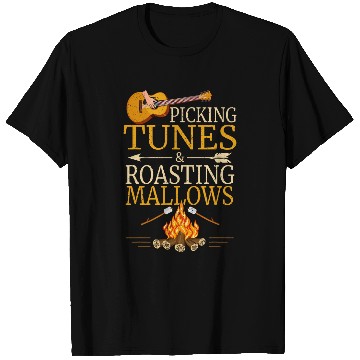 Discover Funny Guitar Picking Tunes Roasting Mallows Classic Guitar Marshmallow T-Shirts