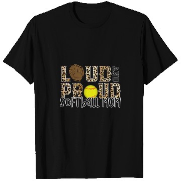 Discover Softball Gift Loud Proud Mom Softball Leopard Print Cheetah Pattern T-Shirts