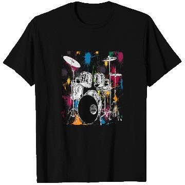Discover Funny Drummer Silver Drum Set Artistic Design Gift Tee T-Shirts