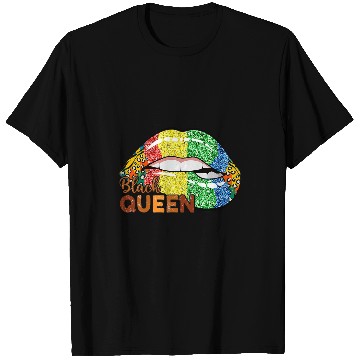 Discover Black Queen Melanin Lips African Leopard Pride Black History T-Shirts