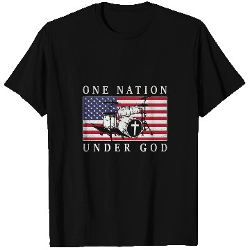 Discover Funny Drummer Lover One Nation Under God Drummer Drumming T-Shirts