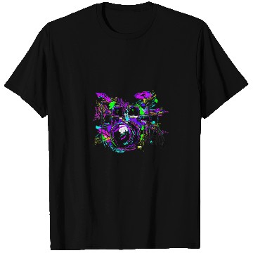 Discover Funny Drummer Rock and Roll Multicolor Drumset Drumming T-Shirts