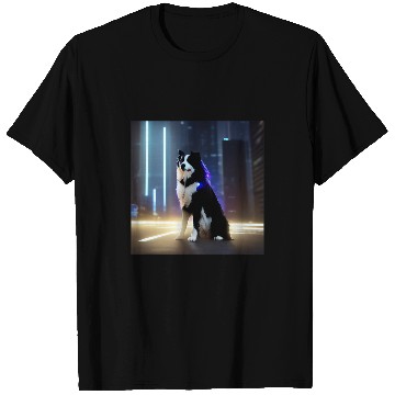 Discover Border Collie Pet Soft Fluffy Border Collie Samoyed Dog Puppy Posing T-Shirts