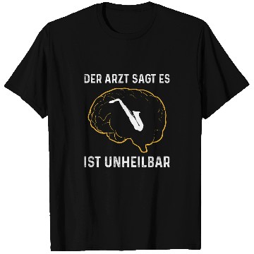 Discover Funny Saxophone Orchestra Music Wind Instrument Brain T-Shirts