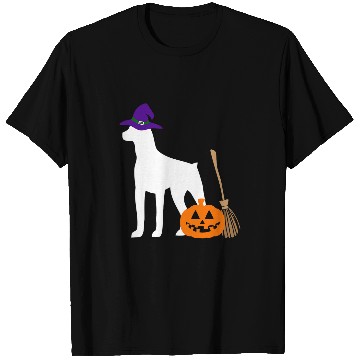 Discover Miniature Pinscher Pet Halloween Dog Wearing Witch Hat T-Shirts