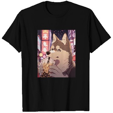 Discover Husky Pet Boba Bubble Tea Funny Dog Japan T-Shirts