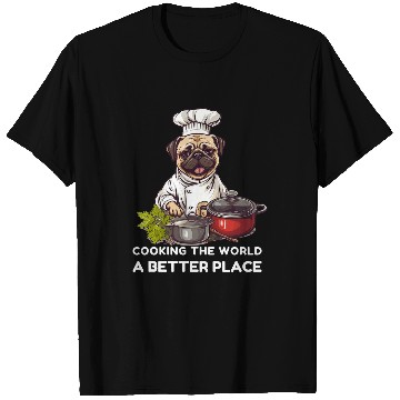 Discover Pug Pet Dog Lover Cooking Chef Dogs T-Shirts