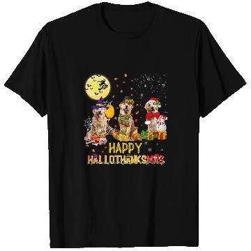 Discover Golden Retriever Pet Wizard Turkey Santa Happy Hallothanksmas T-Shirts