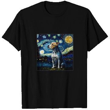Discover Pitbull Pet Surrealism Starry Night Pit Bull dog 3 T-Shirts