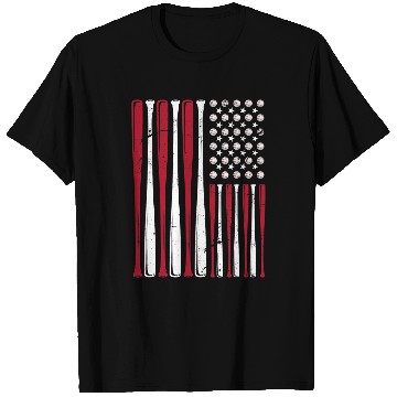 Discover Sport Baseball Patriotic Baseball Player US Flag Baseball Bat T-Shirts