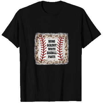 Discover Sport Baseball Moms Against White Baseball Pants Leopard Print Bleached Red T-Shirts