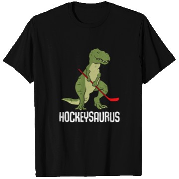 Discover Sport Hockey Dino Hockey Fan Hockeysaurus Dinosaur Ice Hockey Dino TRex Playing T-Shirts