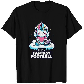 Discover Sport American Football I Suck at Fantasy Football Unicorns Rainbow Loser 2 2 T-Shirts