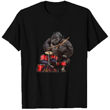 Discover Funny Drummer Gorilla Playing Drum Rock n Roll T-Shirts
