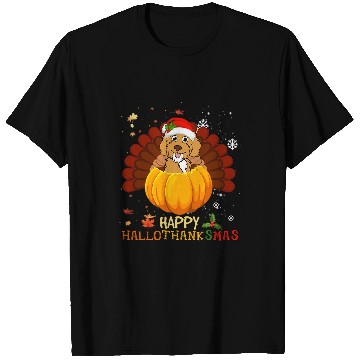 Discover Labradoodle Pet Halloween Merry Christmas Happy Hallothanksmas T-Shirts
