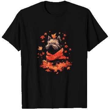 Discover Cairn Terrier Pet Autumn Fall Leaves Dog Thanksgiving T-Shirts