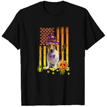 Discover Jack Russell Pet Pumpkin American Flag Halloween Dog 388 T-Shirts