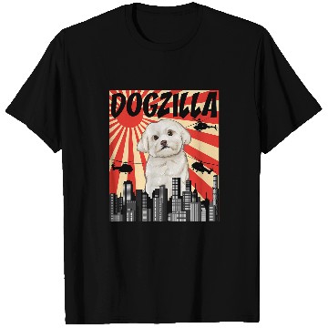 Discover Maltese Pet Funny Retro Japanese Dogzilla T-Shirts