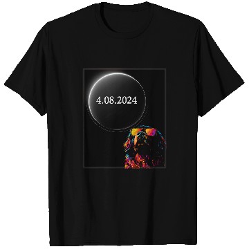 Discover Newfoundland Pet Total Solar Eclipse 4.08.24 Newfoundland Dog With Glasses T-Shirts