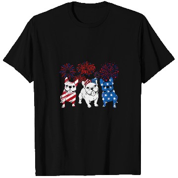 Discover French Bulldog Pet American Flag Frenchie 4th Of July Firework T-Shirts