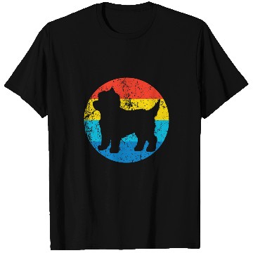 Discover Cairn Terrier Pet Breed Silhouette Retro 1970s Circle T-Shirts