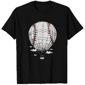Discover Sport Baseball Flying Hot Air Balloon Baseball Players T-Shirts