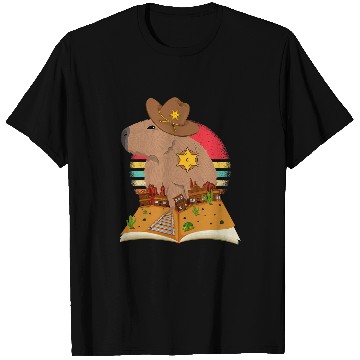 Discover capybaras Mammal Sheriff Retro 70s Sunset Western T-Shirts